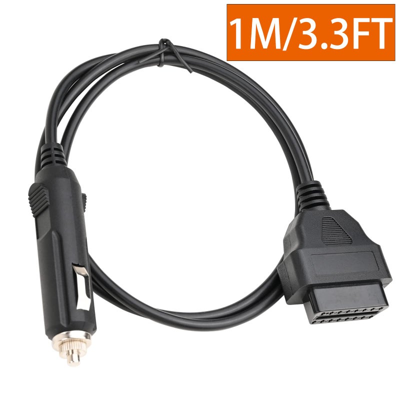 OLLGEN 1M/3.3ft Car OBD2 Vehicle ECU Emergency Power Supply Cable Car Memory Save Any 12V DC Power Source with Cigarette Lighter to OBD Female Connector Cable Adapter Black - Image 3